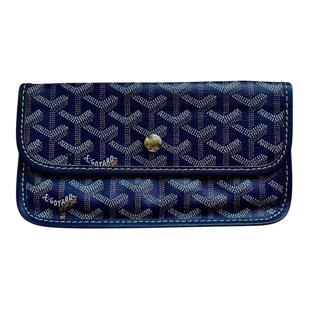 GOYARD Paris Navy Blue Goyardine Flap Pouch (for Tote) Made in France - No Strap